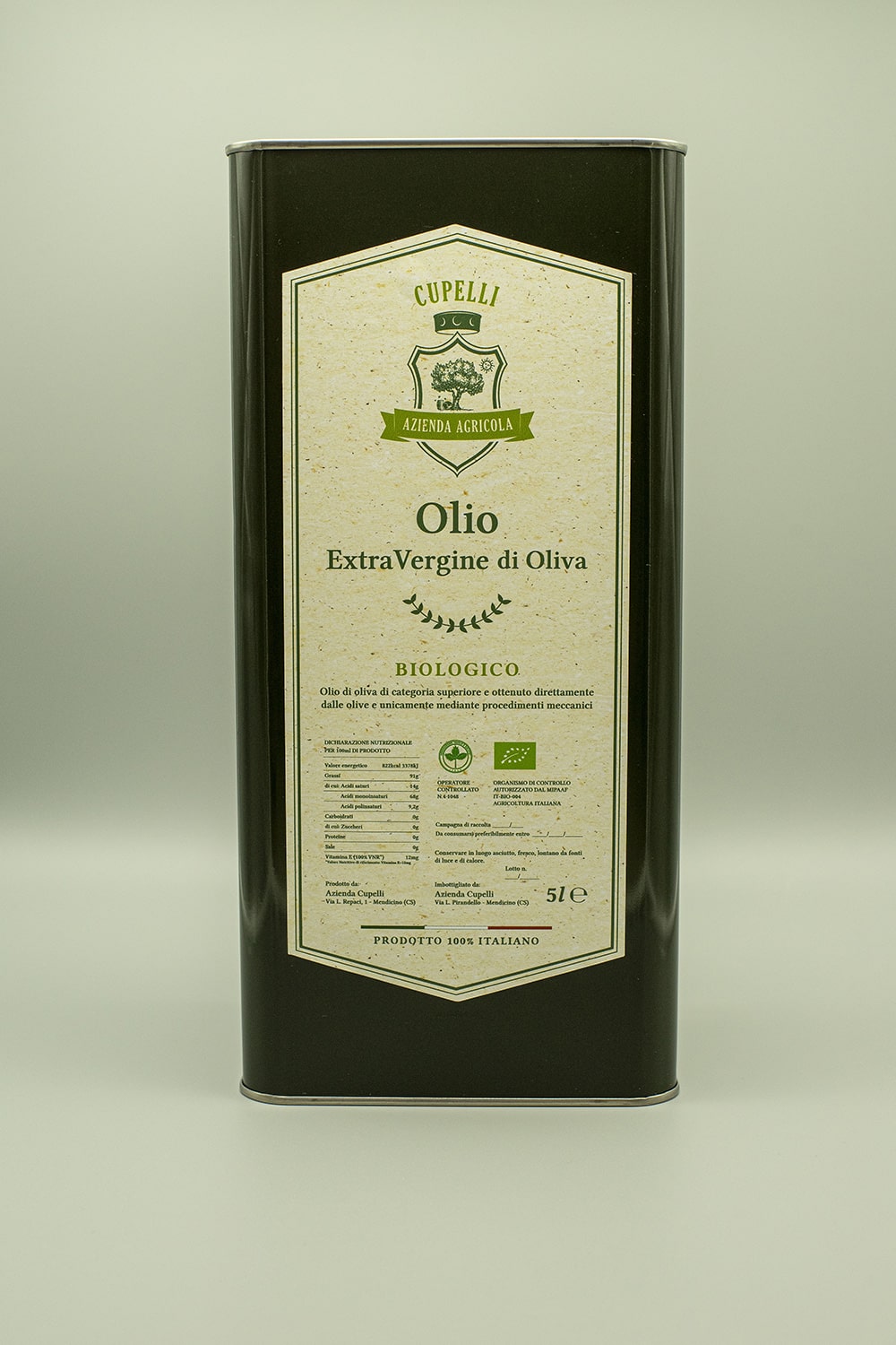 Olio extravergine di oliva biologico
